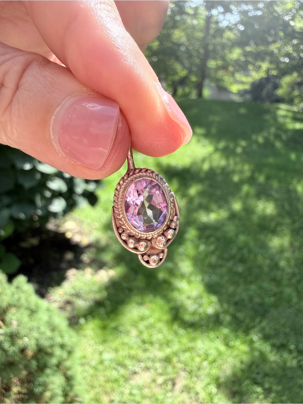 Sterling silver and amethyst pendant